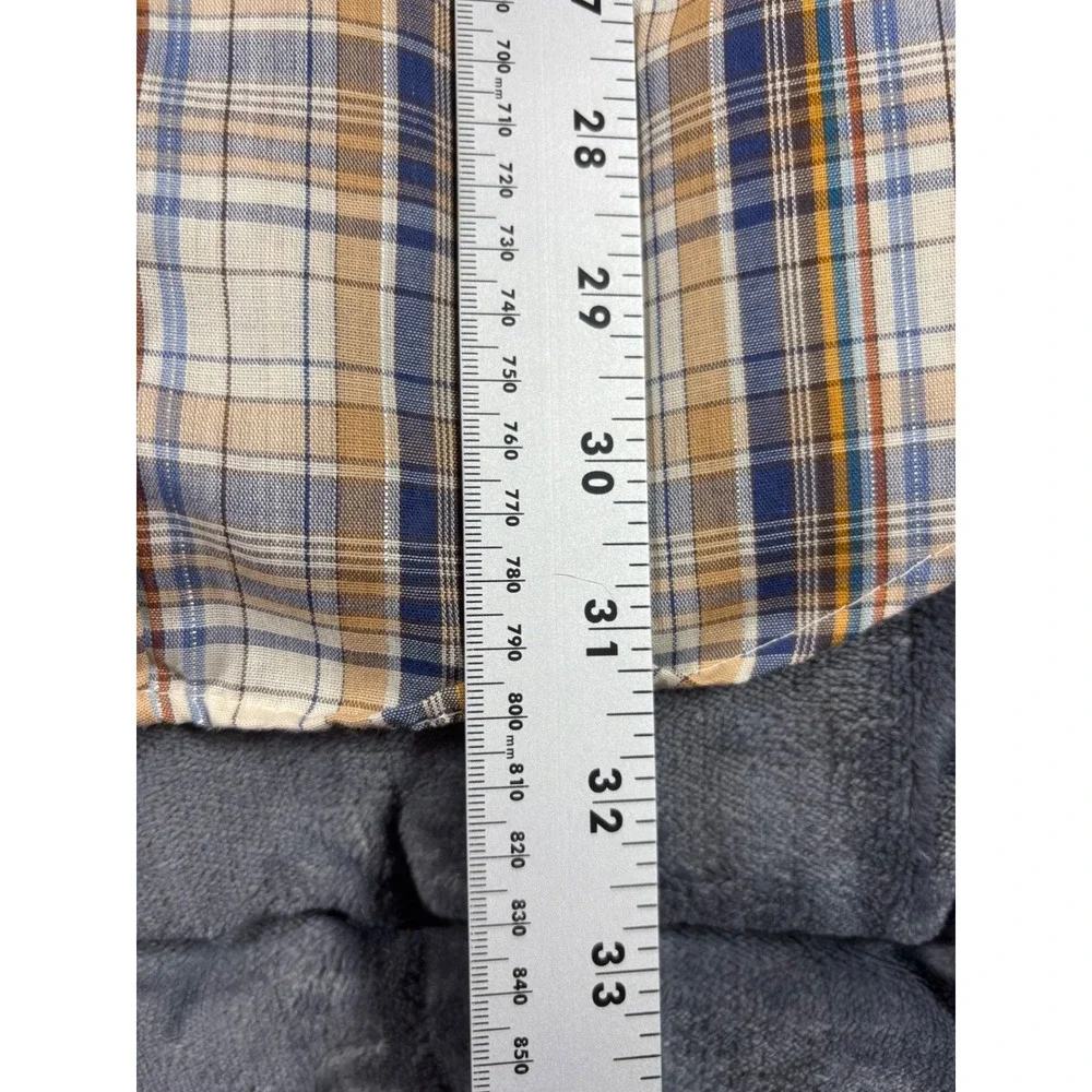 Levis Mens Regular Fit Western Pearl‎ Snap Plaid Long Sleeve Shirt Blue Tan M